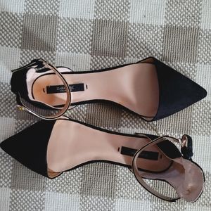 Zara Shoes | Pointed Toe Suede Black Flats sz 37